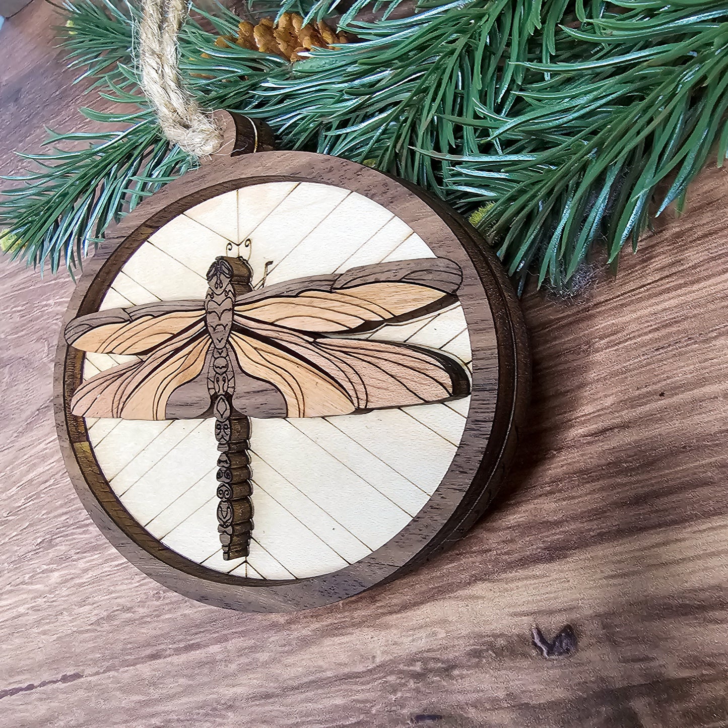 Wood Quilt Dragonfly Ornament-Painted