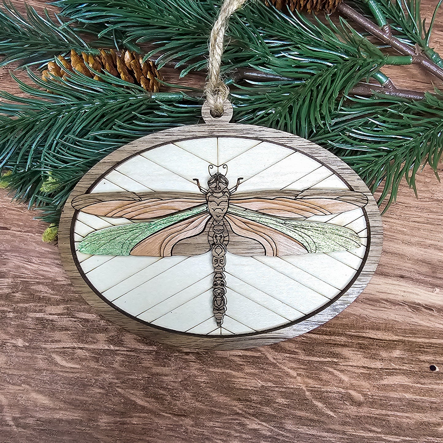 Wood Quilt Dragonfly Ornament-Painted