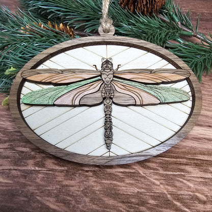 Wood Quilt Dragonfly Ornament-Painted