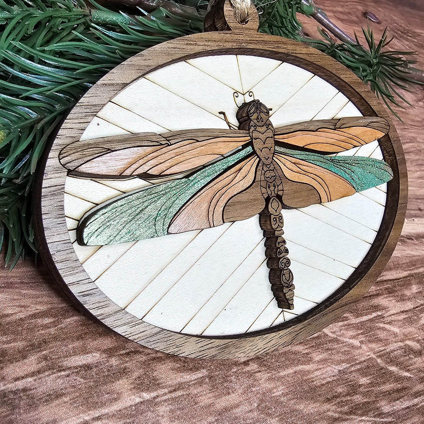 Wood Quilt Dragonfly Ornament-Painted