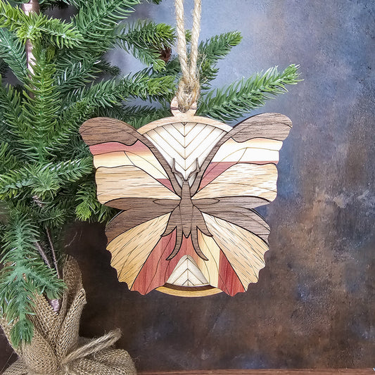 Wood Quilt Butterfly Ornament-Natural