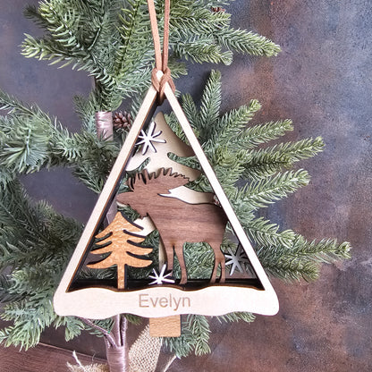 Wolf Nature Scene Christmas Tree Ornament