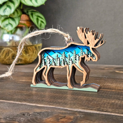 Mini 3D Moose Christmas Tree Ornament