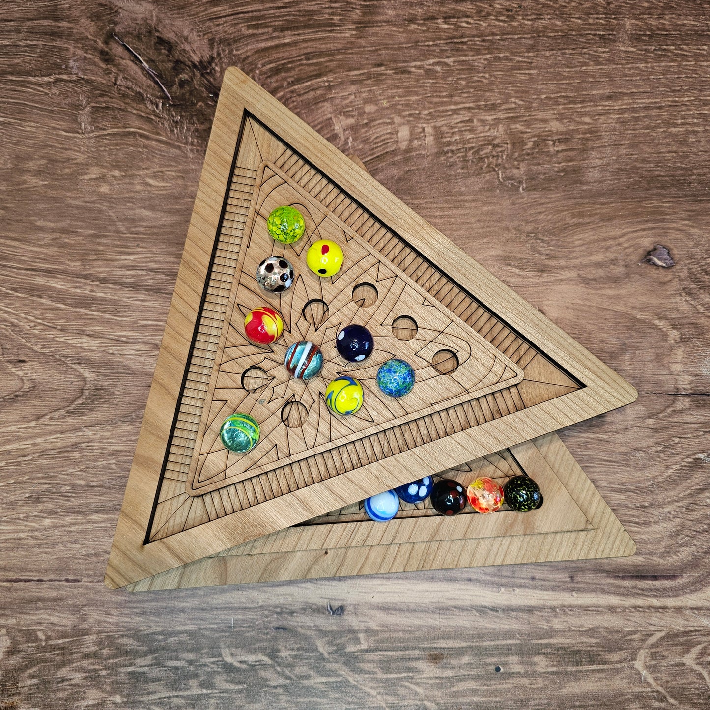 Triangle Solitaire Game-Wooden Strategy Game