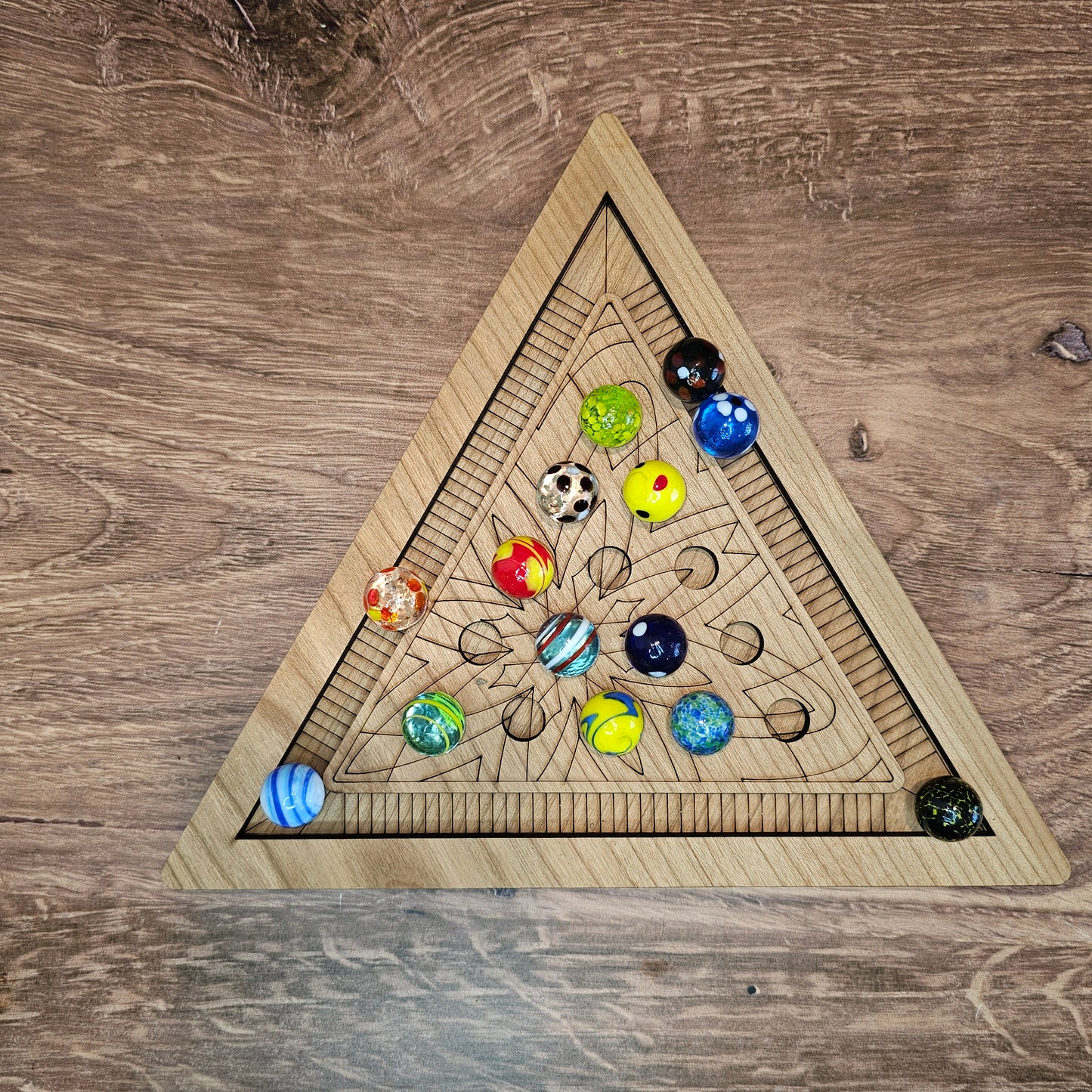 Triangle Solitaire Game-Wooden Strategy Game