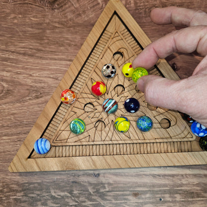 Triangle Solitaire Game-Wooden Strategy Game