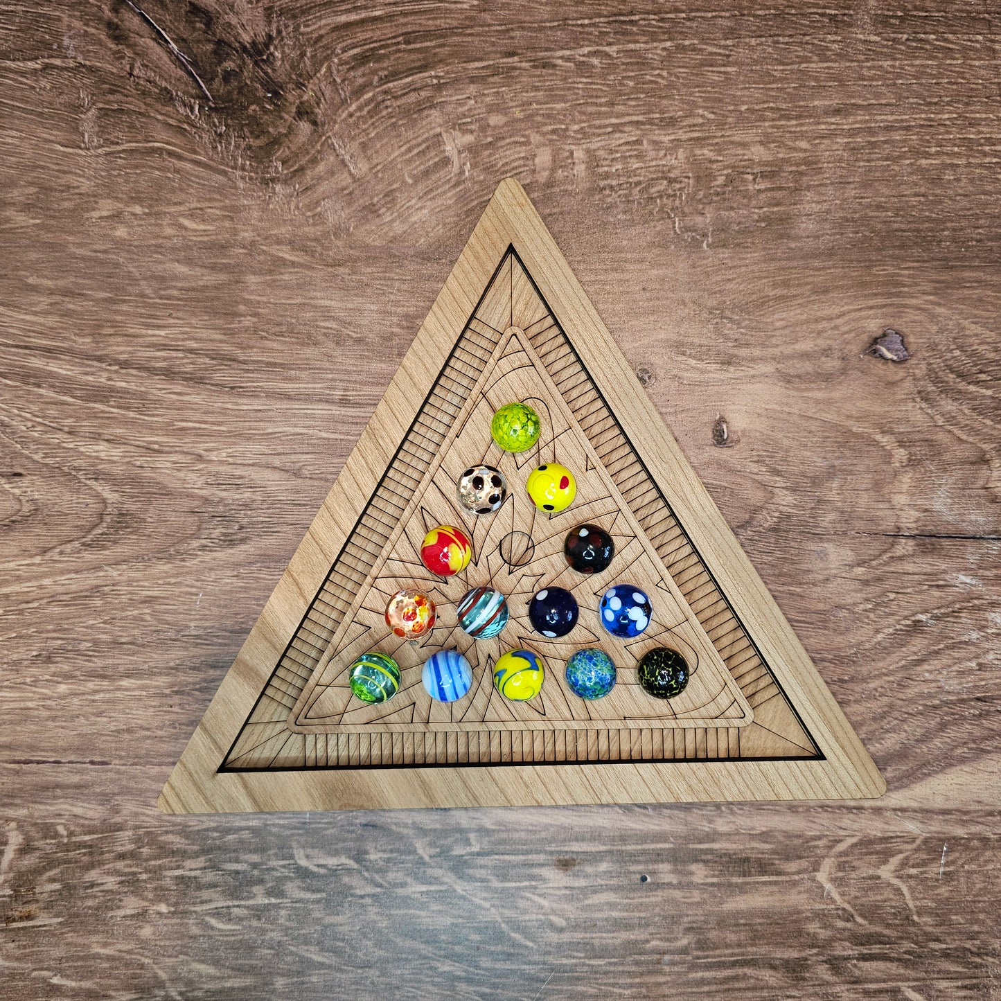 Triangle Solitaire Game-Wooden Strategy Game