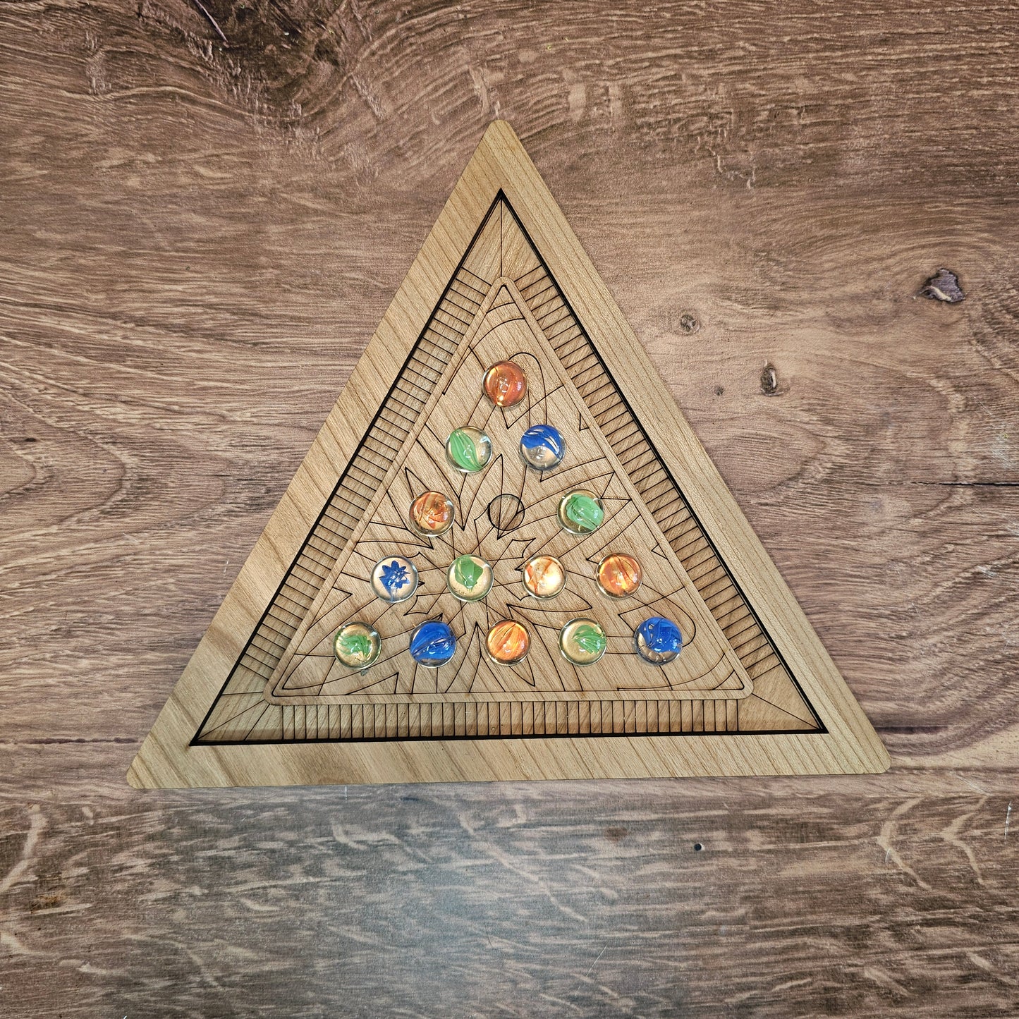 Triangle Solitaire Game-Wooden Strategy Game