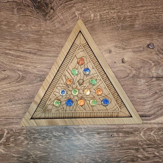 Triangle Solitaire Game-Wooden Strategy Game
