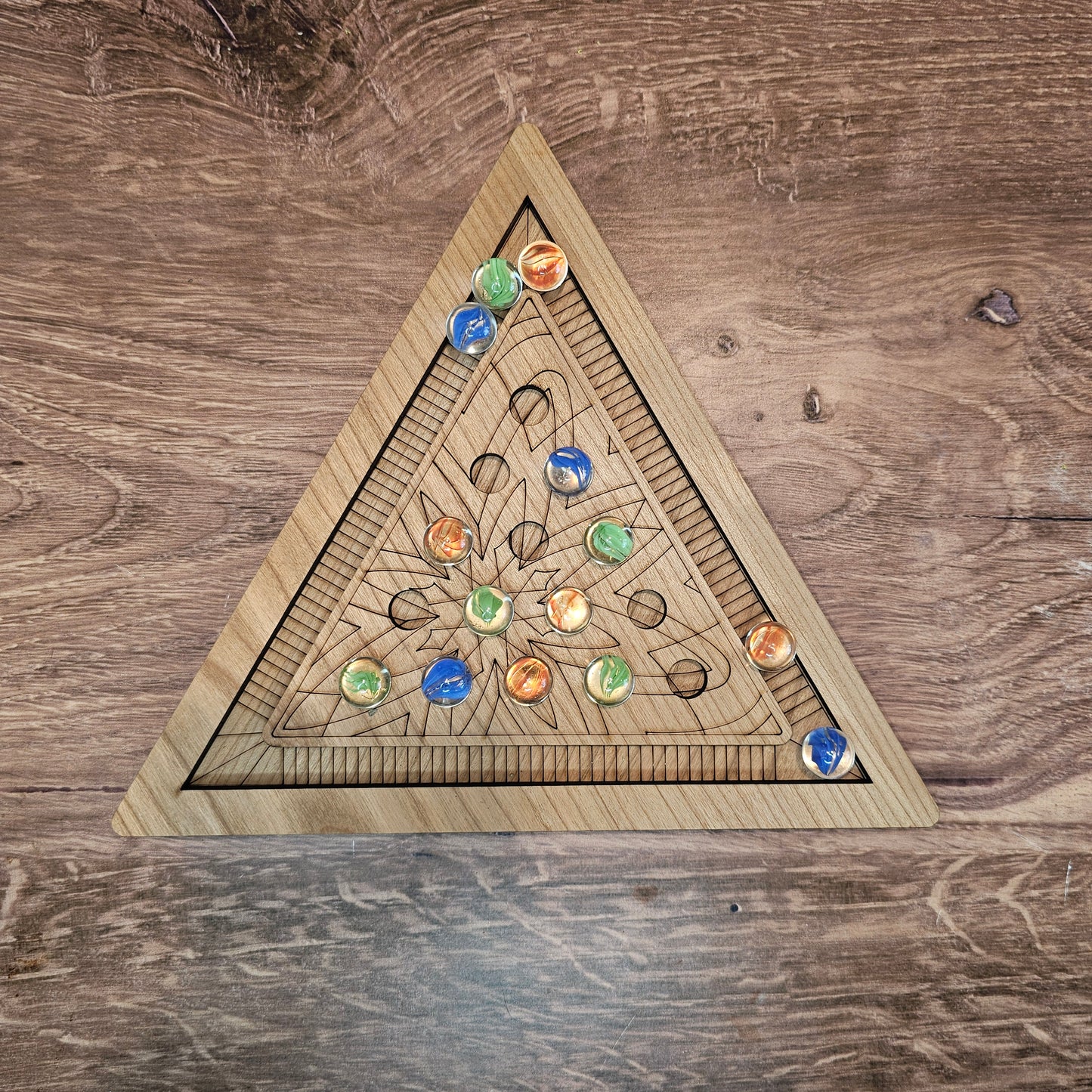 Triangle Solitaire Game-Wooden Strategy Game