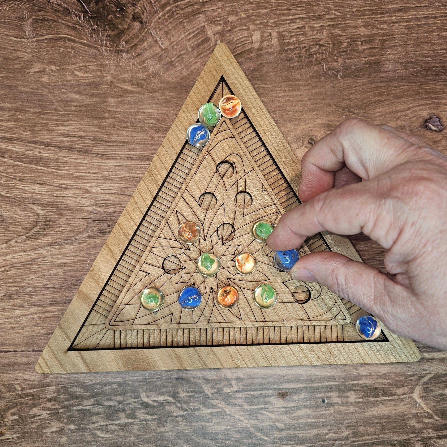 Triangle Solitaire Game-Wooden Strategy Game