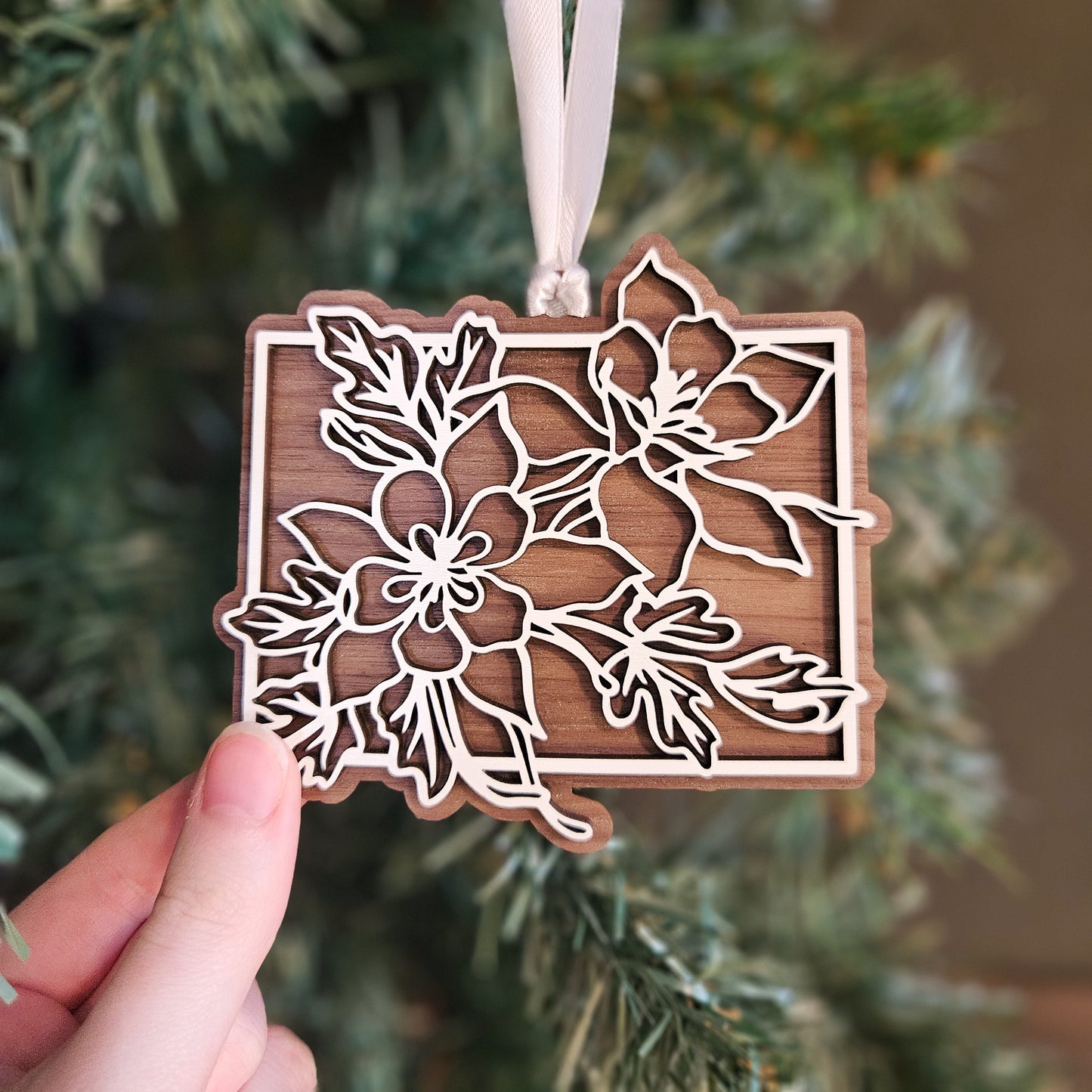 Colorado State Flower Wood Ornament
