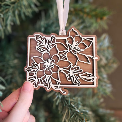 Colorado State Flower Wood Ornament