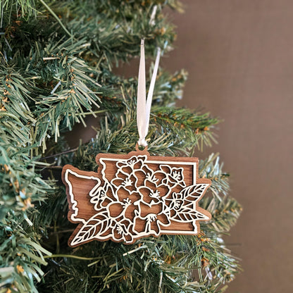 Washington State Flower Wood Ornament