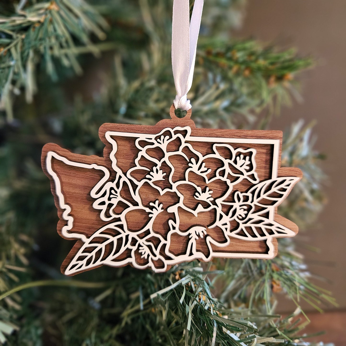 Washington State Flower Wood Ornament