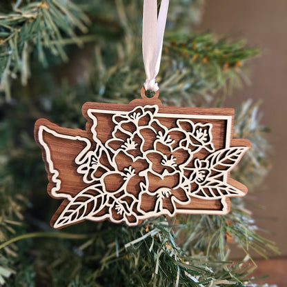 Washington State Flower Wood Ornament