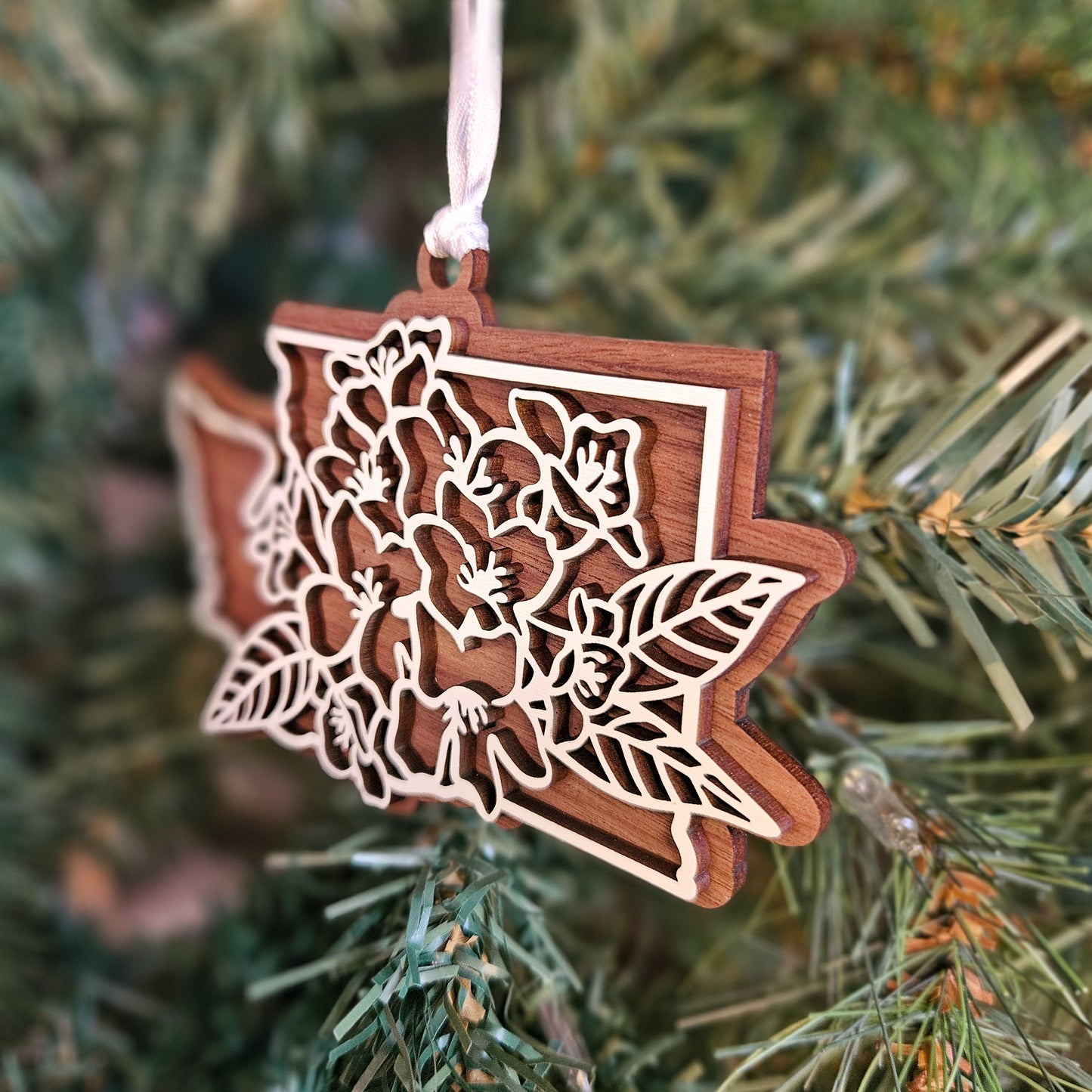 Washington State Flower Wood Ornament