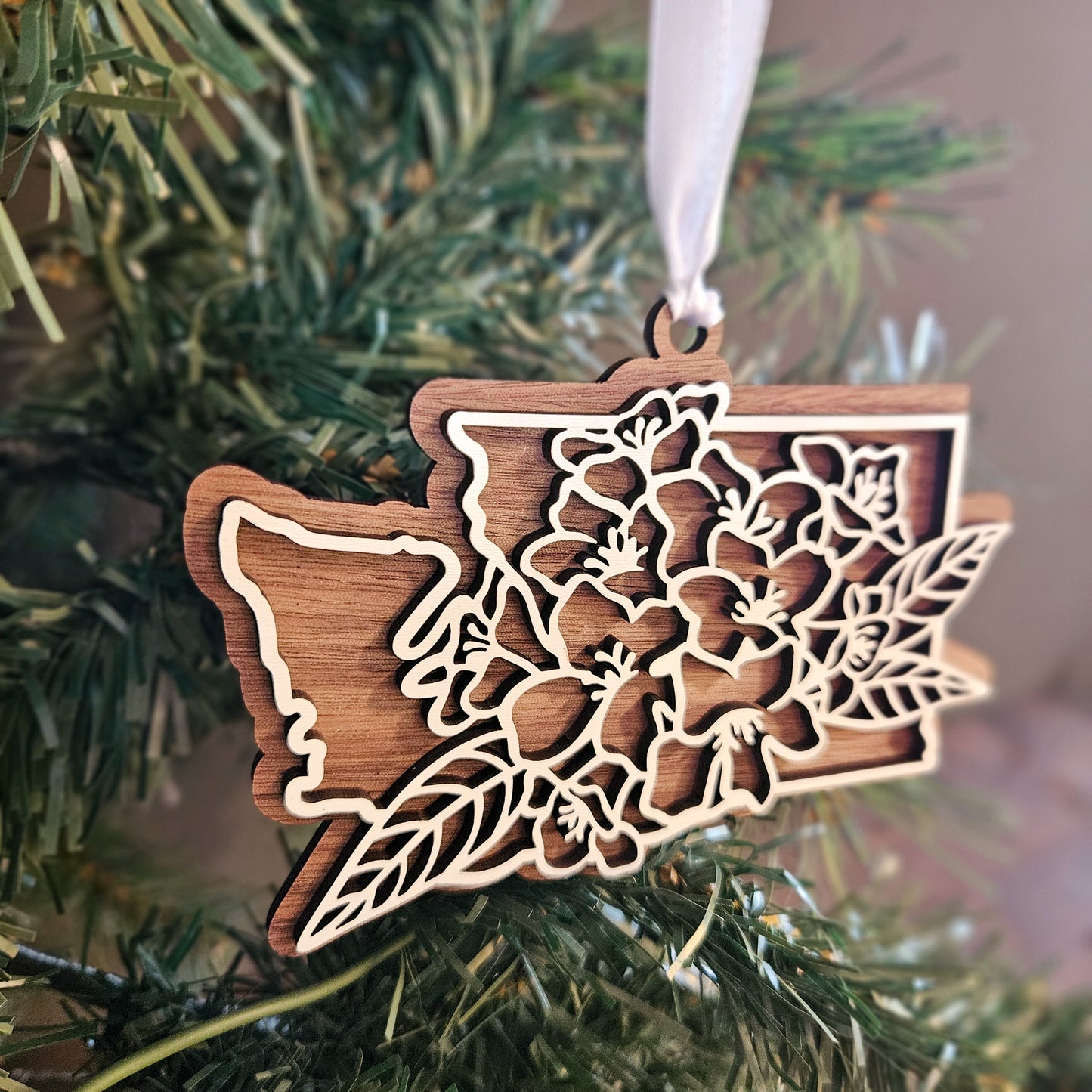 Washington State Flower Wood Ornament
