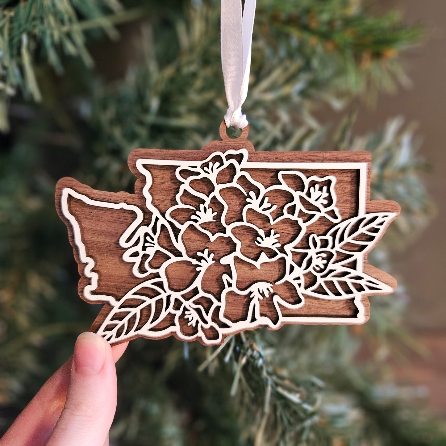 Washington State Flower Wood Ornament