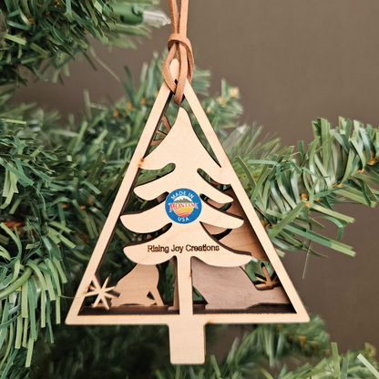 Wolf Nature Scene Christmas Tree Ornament