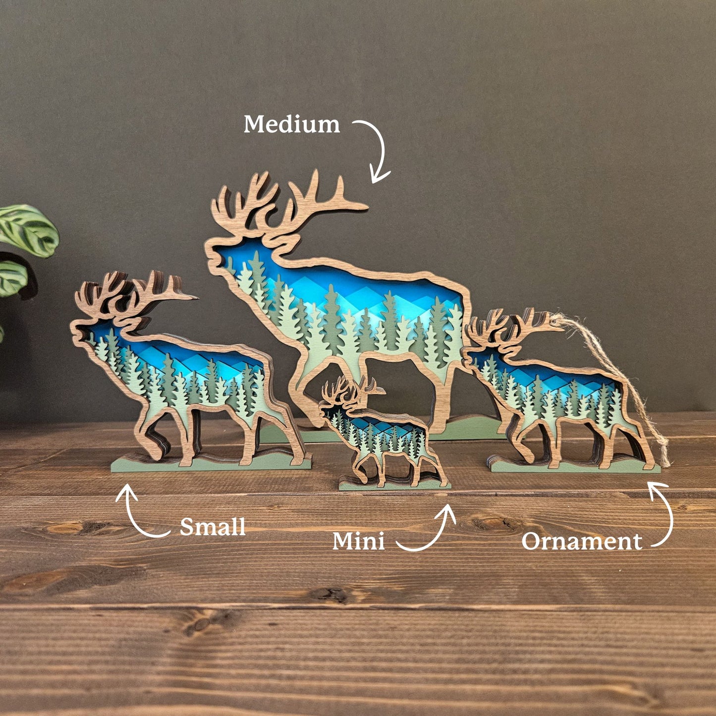 Layered Elk Art with Mountains and Trees-New Version!