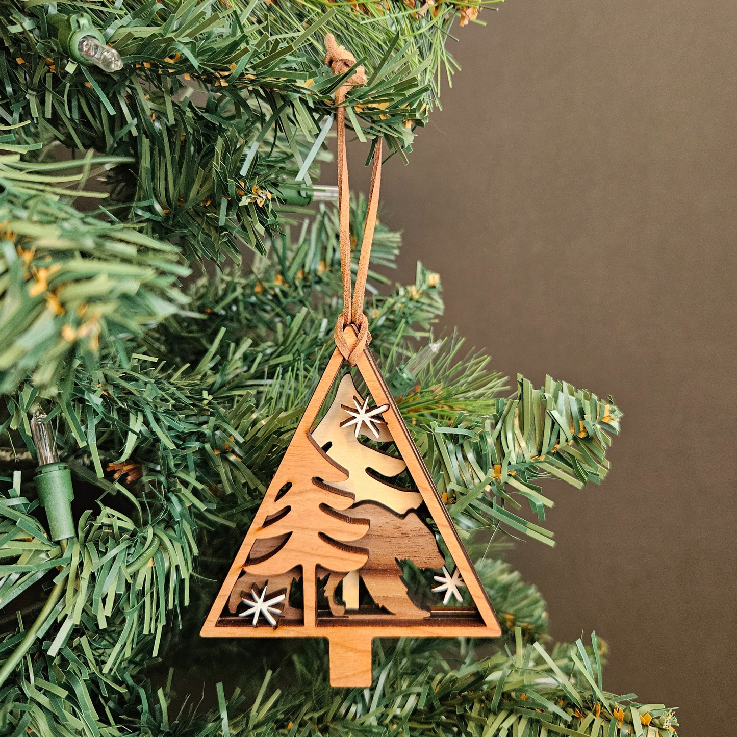 Bear Nature Scene Christmas Tree Ornament