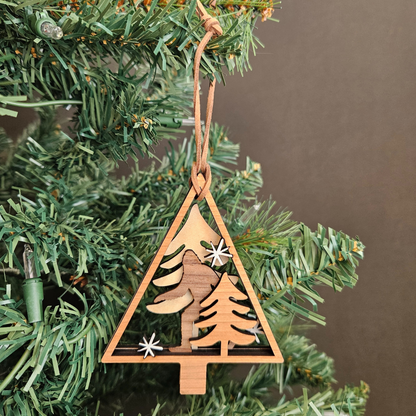 Bigfoot Nature Scene Christmas Tree Ornament