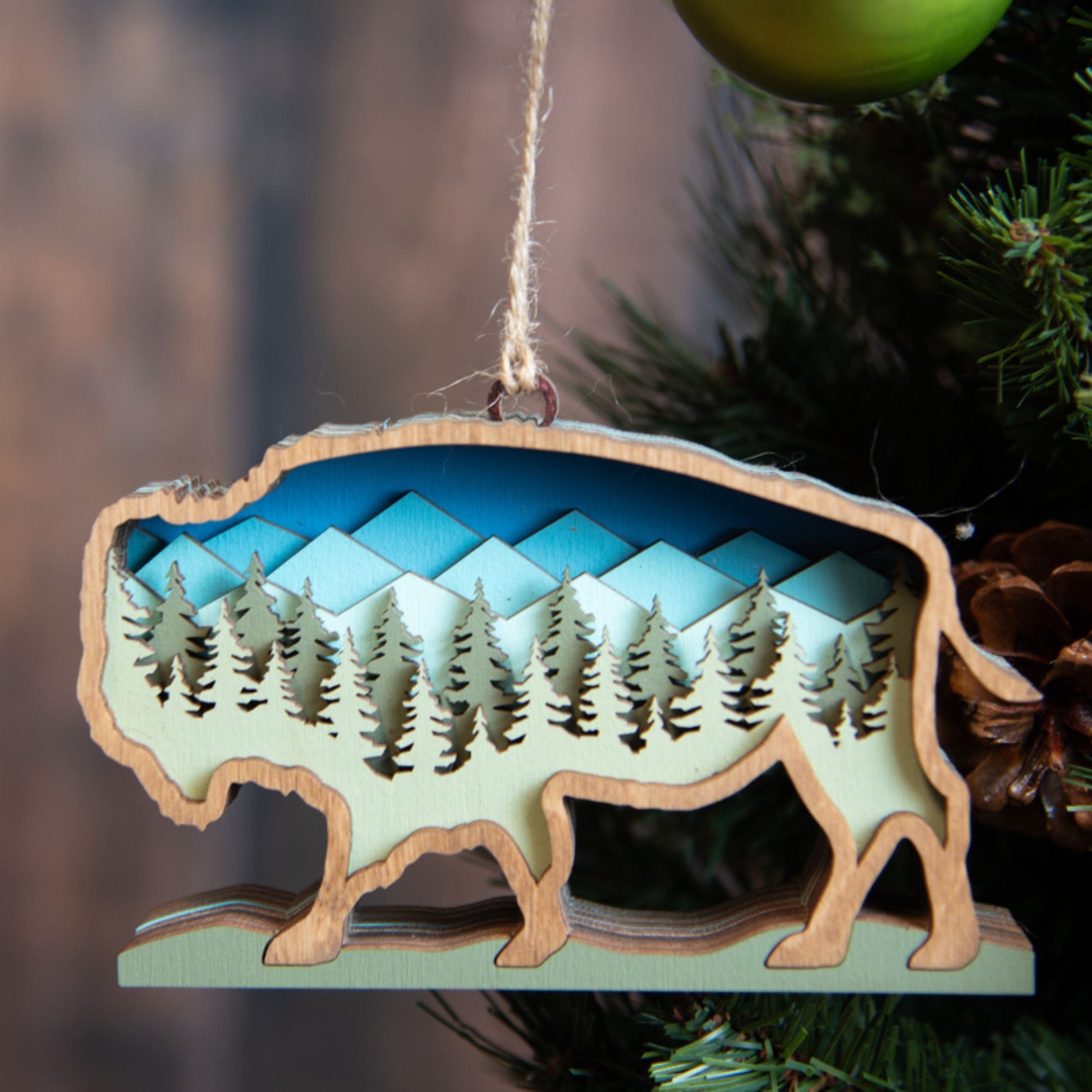 Three-Dimensional Wooden Ornament - Grizzly bear conservation and