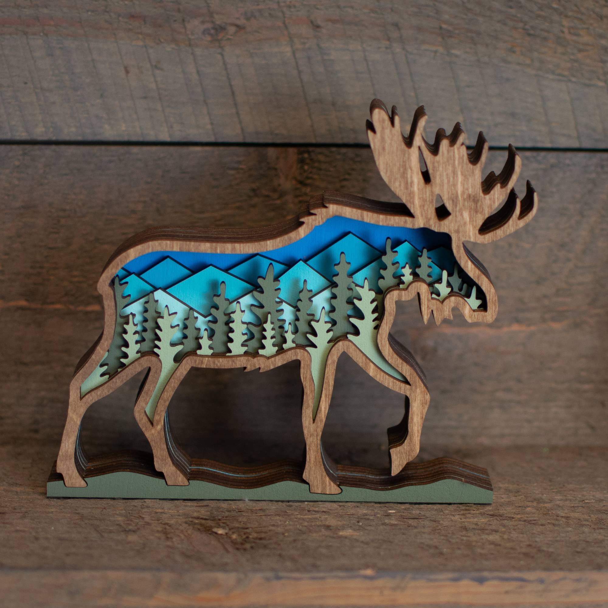 Moose 3D relief wood deals carving hanging wall art decor