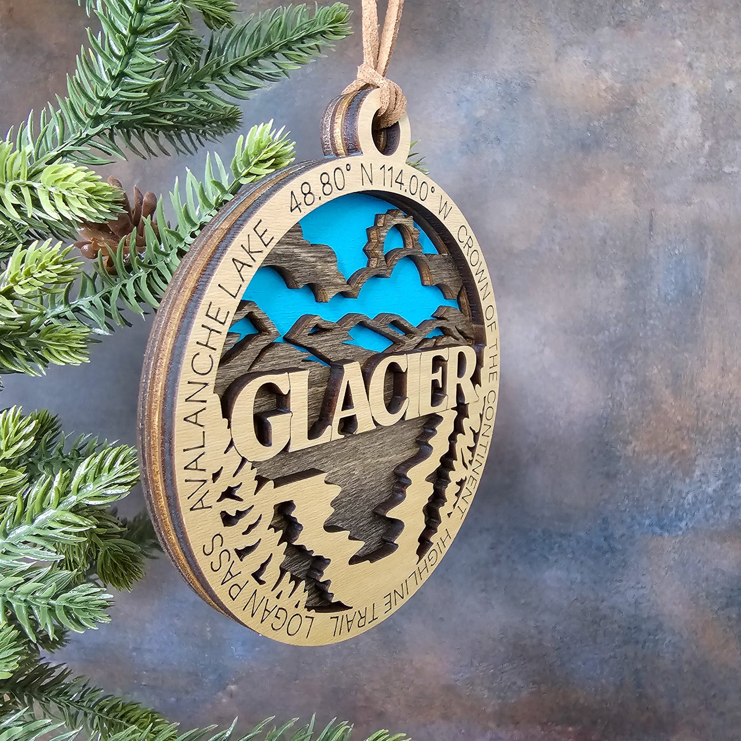 Glacier National Park Christmas Tree Ornament - 3 Layers