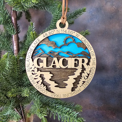 Glacier National Park Christmas Tree Ornament - 3 Layers