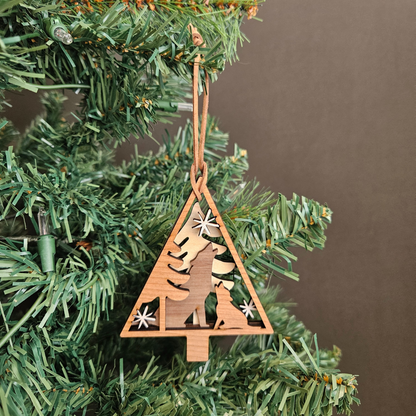 Wolf Nature Scene Christmas Tree Ornament