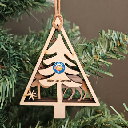 Deer Nature Scene Christmas Tree Ornament