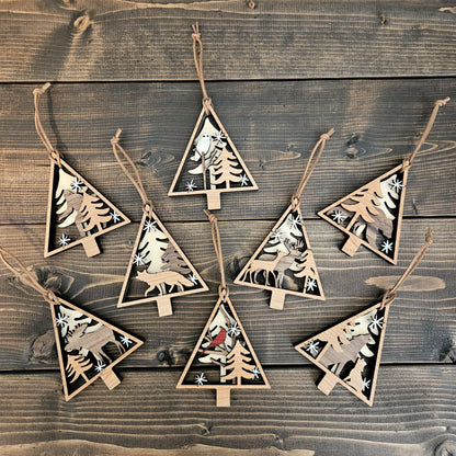 Wolf Nature Scene Christmas Tree Ornament