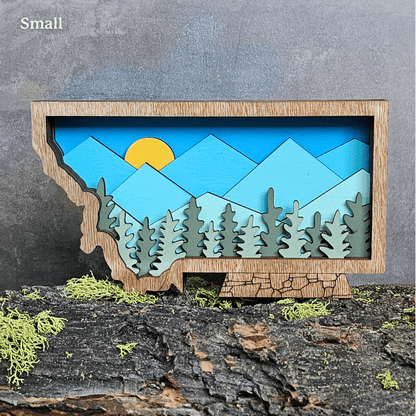 3D Montana Art with Mountains and Trees Landscape