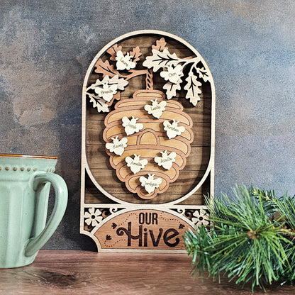 Personalized Bee Hive Family Sign