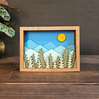 Colorado Mountain Layered Wood Art