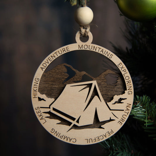 Tent Camping Scene Christmas Tree Ornament (Great Outdoors Collection)