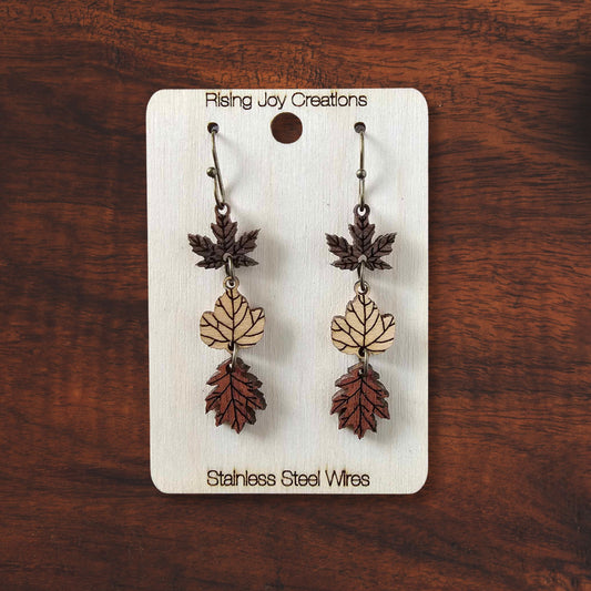Trio Fall Leaf Dangle Earrings