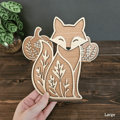 Wooden Fox & Pumpkin Trio – Mini & Large Rustic Woodland Shelf Sitters