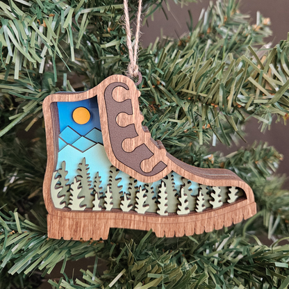 3D Hiking Boot Christmas Tree Ornament