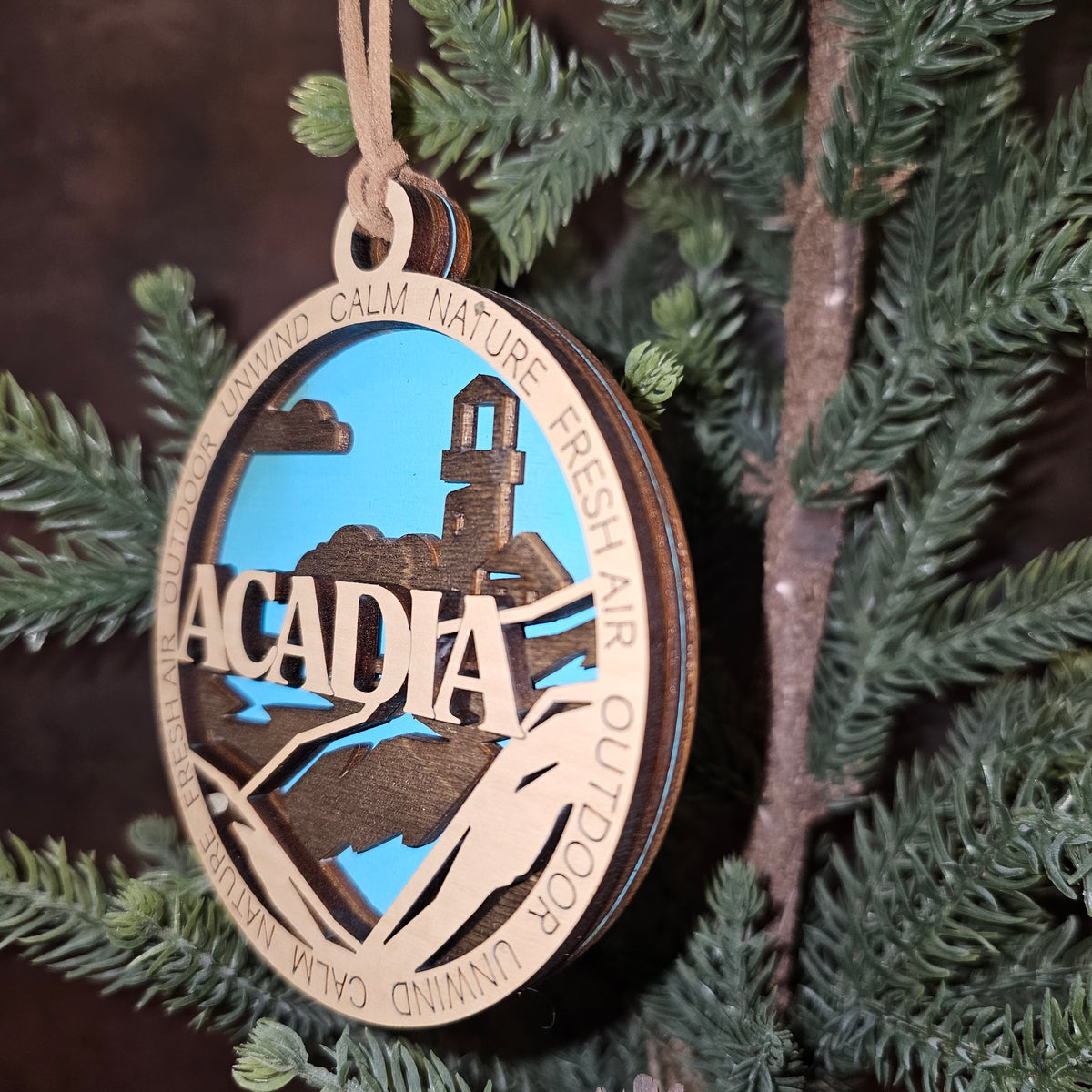 Acadia National Park Christmas Tree Ornament - 3 Layers