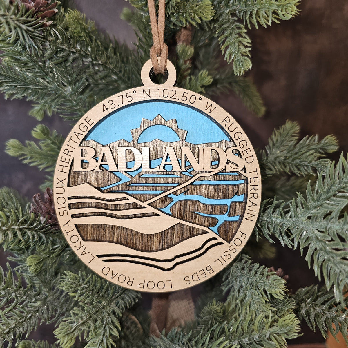 Badlands National Park Christmas Tree Ornament - 3 Layers