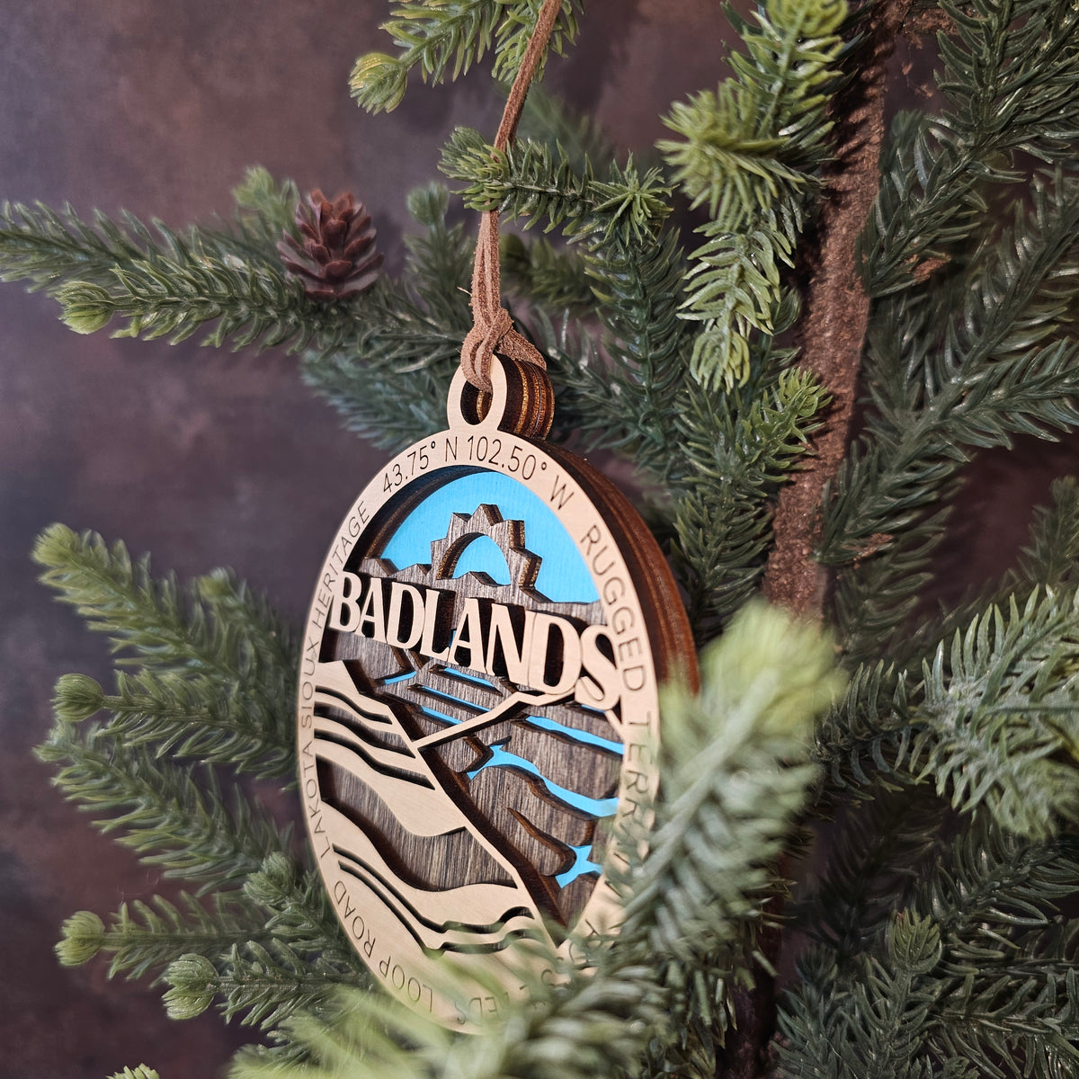 Badlands National Park Christmas Tree Ornament - 3 Layers