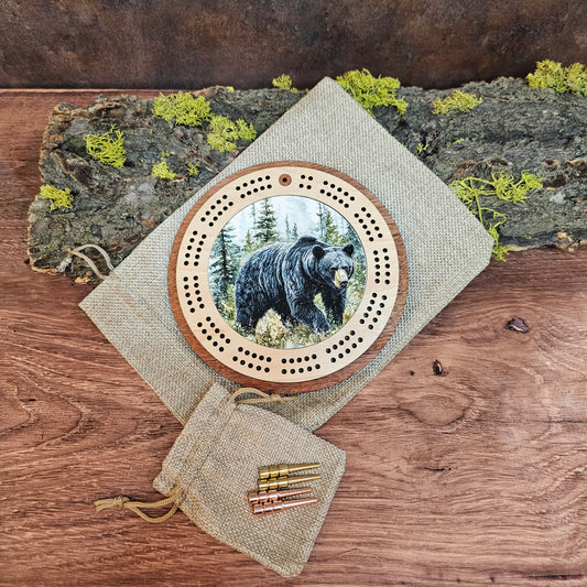 Black Bear Design Mini Circle Cribbage Board