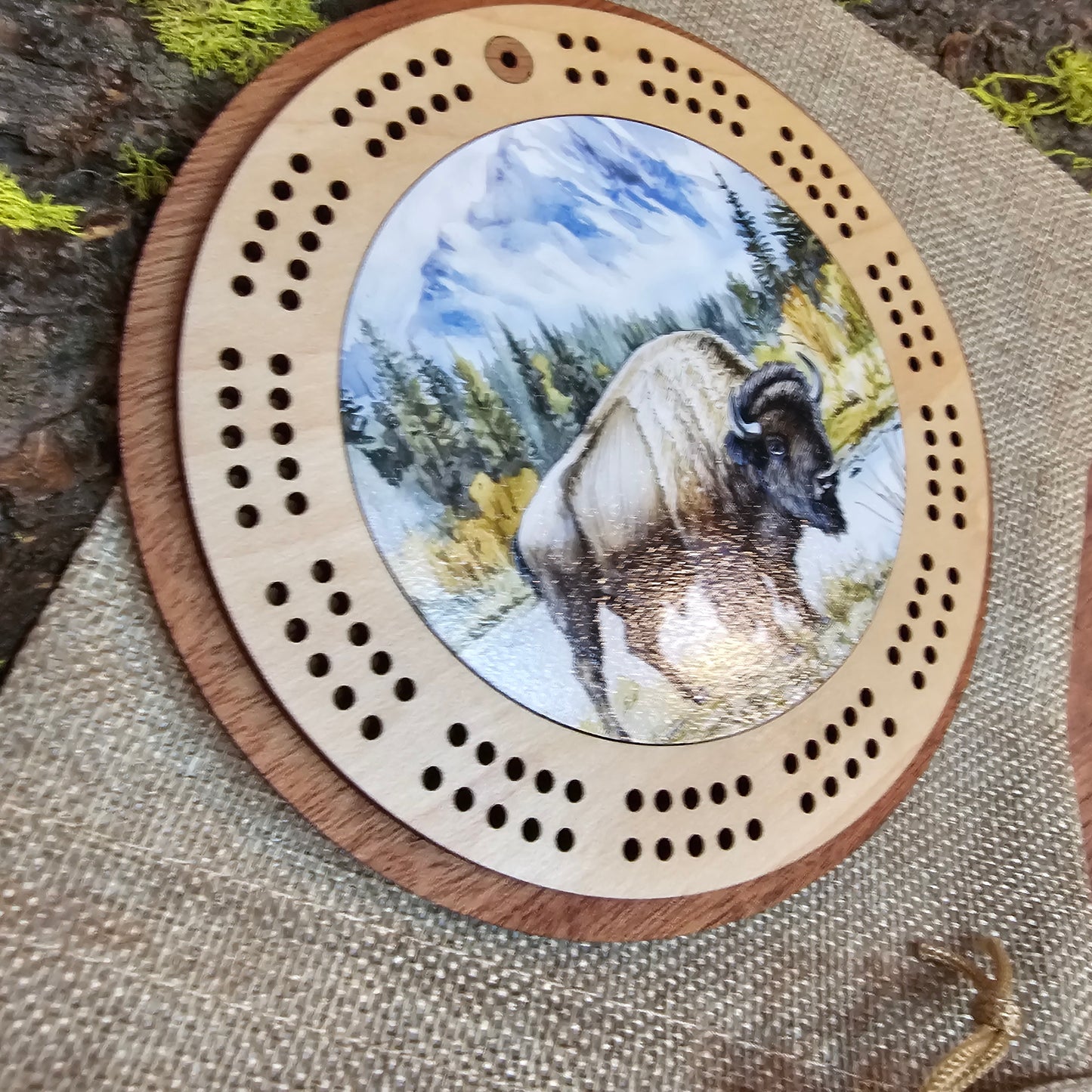 Bison Design Mini Circle Cribbage Board