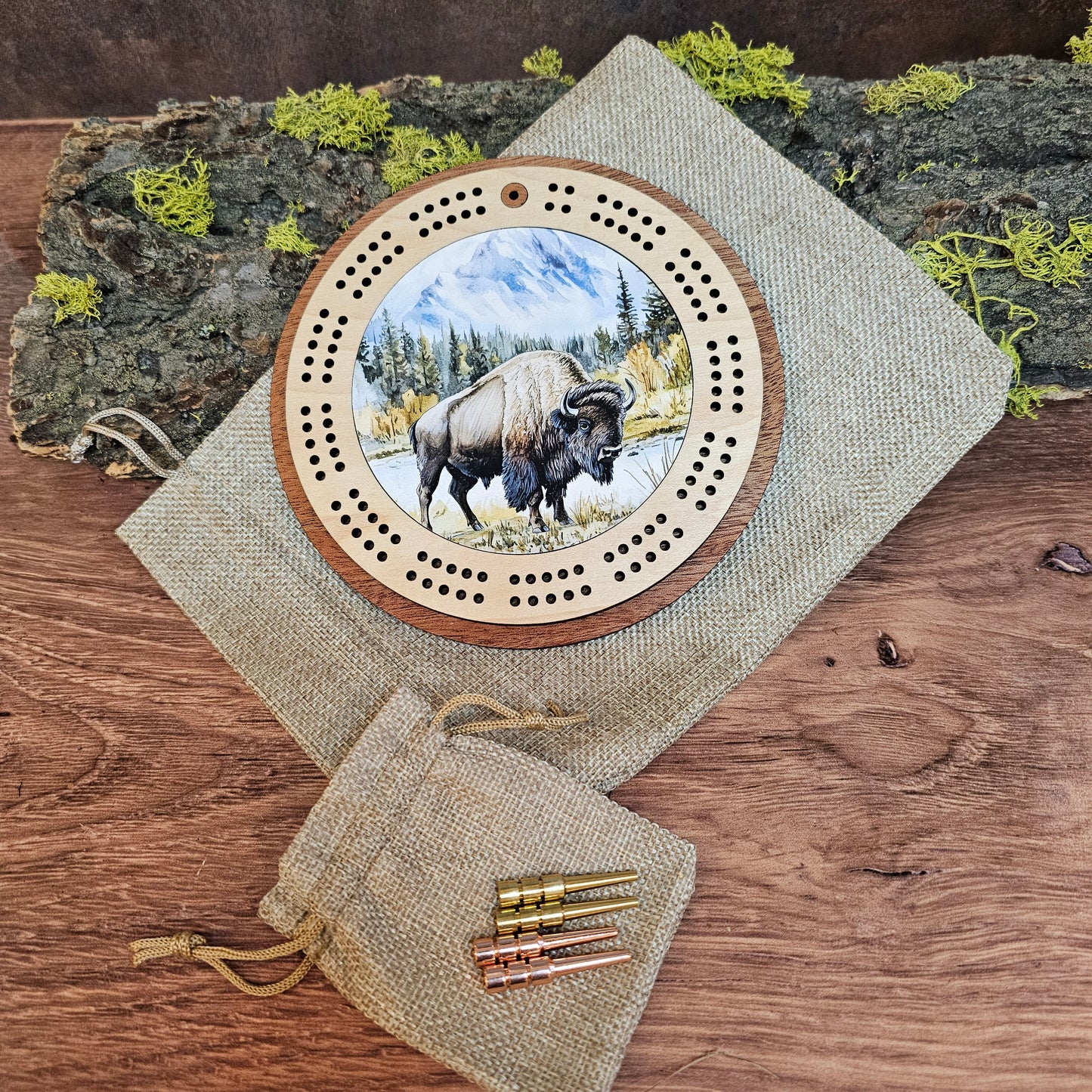 Bison Design Mini Circle Cribbage Board