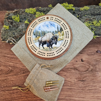 Bison Design Mini Circle Cribbage Board