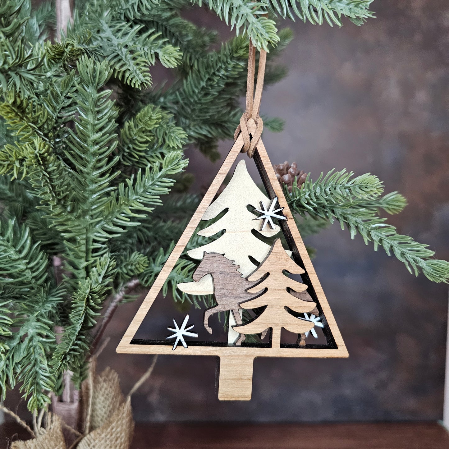 Running Horse Nature Scene Christmas Tree Ornament