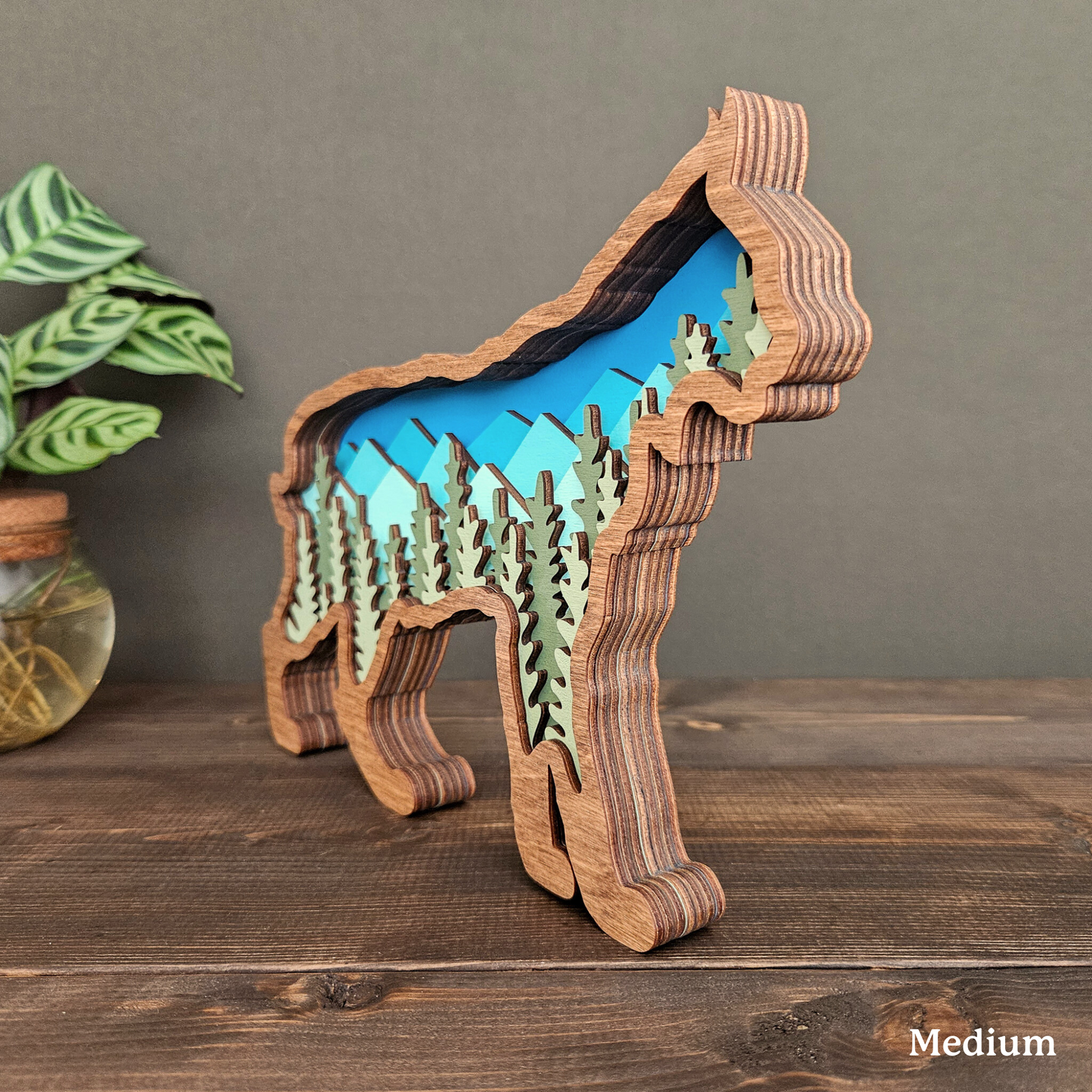3D Bobcat Art with Mountains and Trees